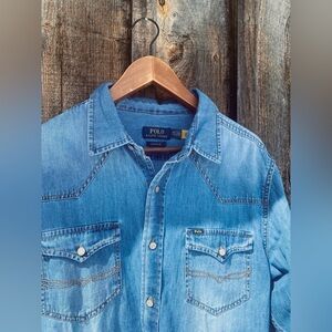 POLO RALPH LAUREN western denim button down shirt XXL